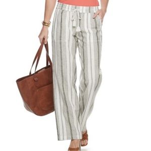 🆕 Sonoma Stripped Linen Pants with Tassel Drawstrings at Waist. NWT
